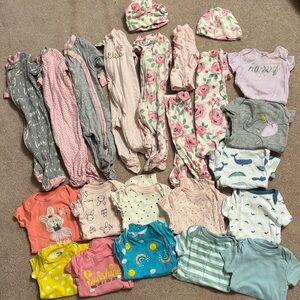Bundle of baby girl Gerber Pink and Gray Kids One Piece Set